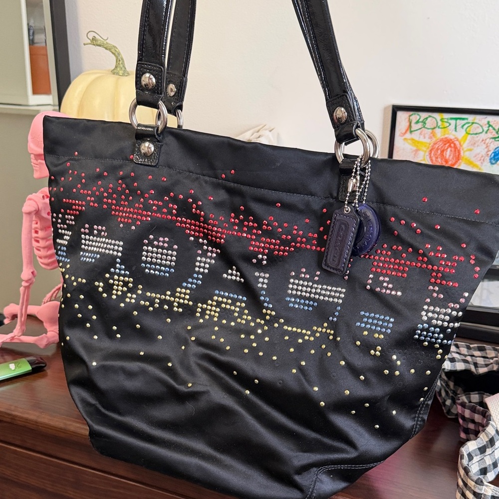Coach Black Tote with rhinestones